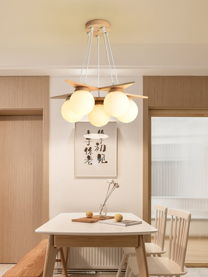 Zothaus Lustre Bois Verre Étoile Art Nordique Premium - Neutralighting