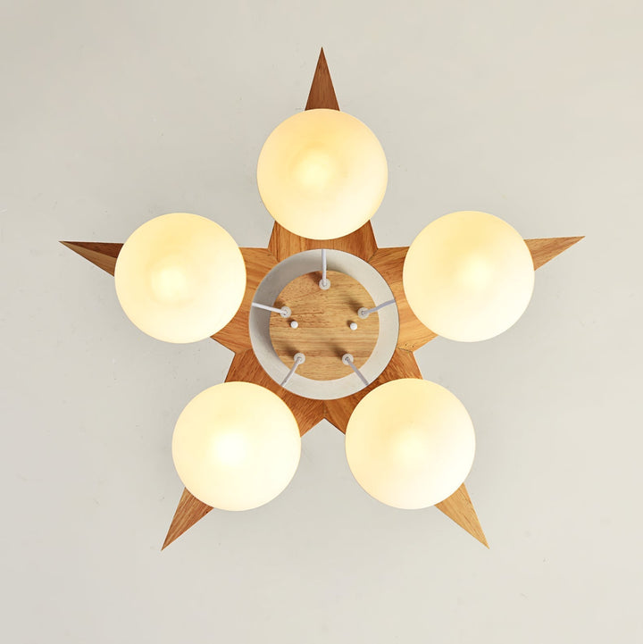 Zothaus Lustre Bois Verre Étoile Art Nordique Premium - Neutralighting