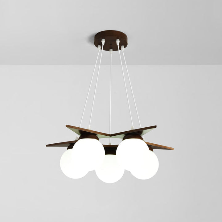 Zothaus Lustre Bois Verre Étoile Art Nordique Premium - Neutralighting