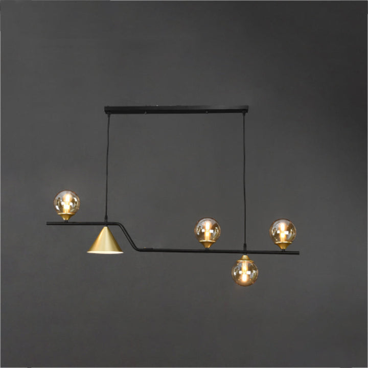 Ray Moderne LED Suspension Noir/Or Verre Salon/Chambre à Coucher - Neutralighting