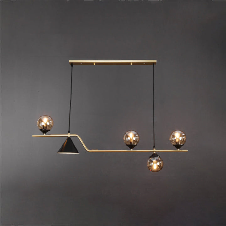 Ray Moderne LED Suspension Noir/Or Verre Salon/Chambre à Coucher - Neutralighting