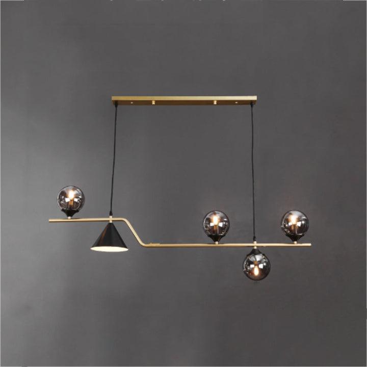 Ray Moderne LED Suspension Noir/Or Verre Salon/Chambre à Coucher - Neutralighting