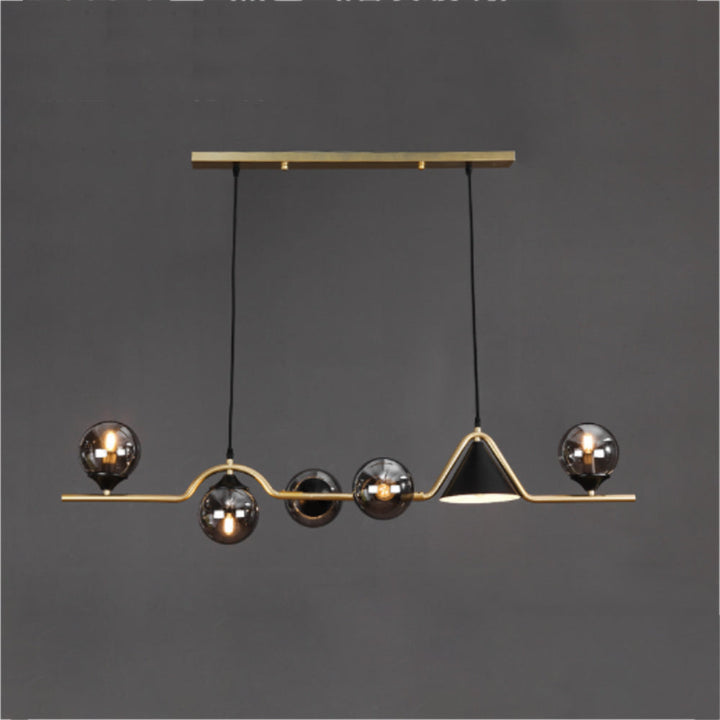 Ray Moderne LED Suspension Noir/Or Verre Salon/Chambre à Coucher - Neutralighting