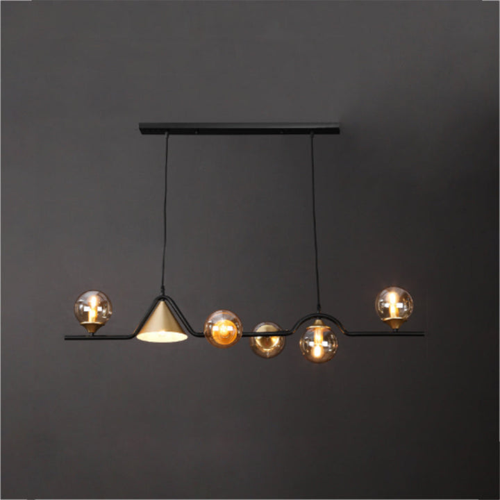 Ray Moderne LED Suspension Noir/Or Verre Salon/Chambre à Coucher - Neutralighting