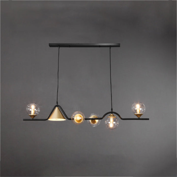 Ray Moderne LED Suspension Noir/Or Verre Salon/Chambre à Coucher - Neutralighting