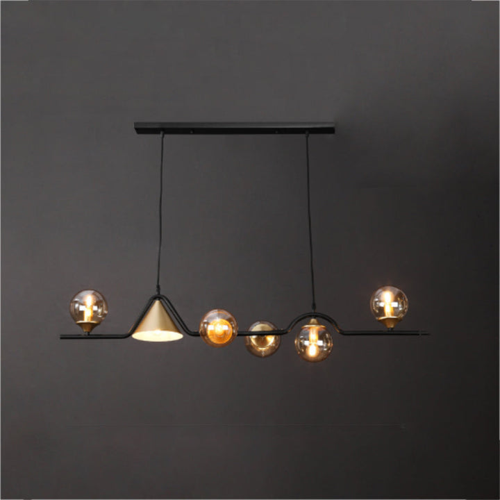 Ray Moderne LED Suspension Noir/Or Verre Salon/Chambre à Coucher - Neutralighting