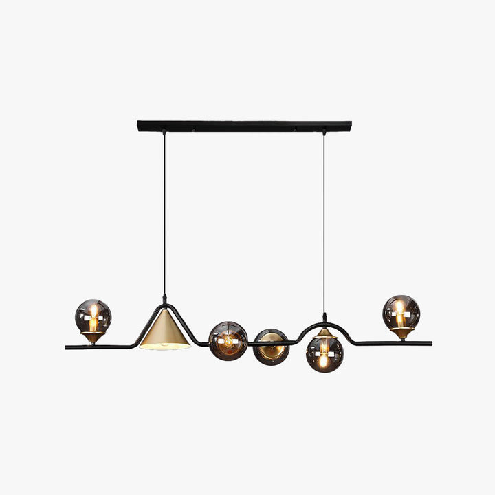 Ray Moderne LED Suspension Noir/Or Verre Salon/Chambre à Coucher - Neutralighting