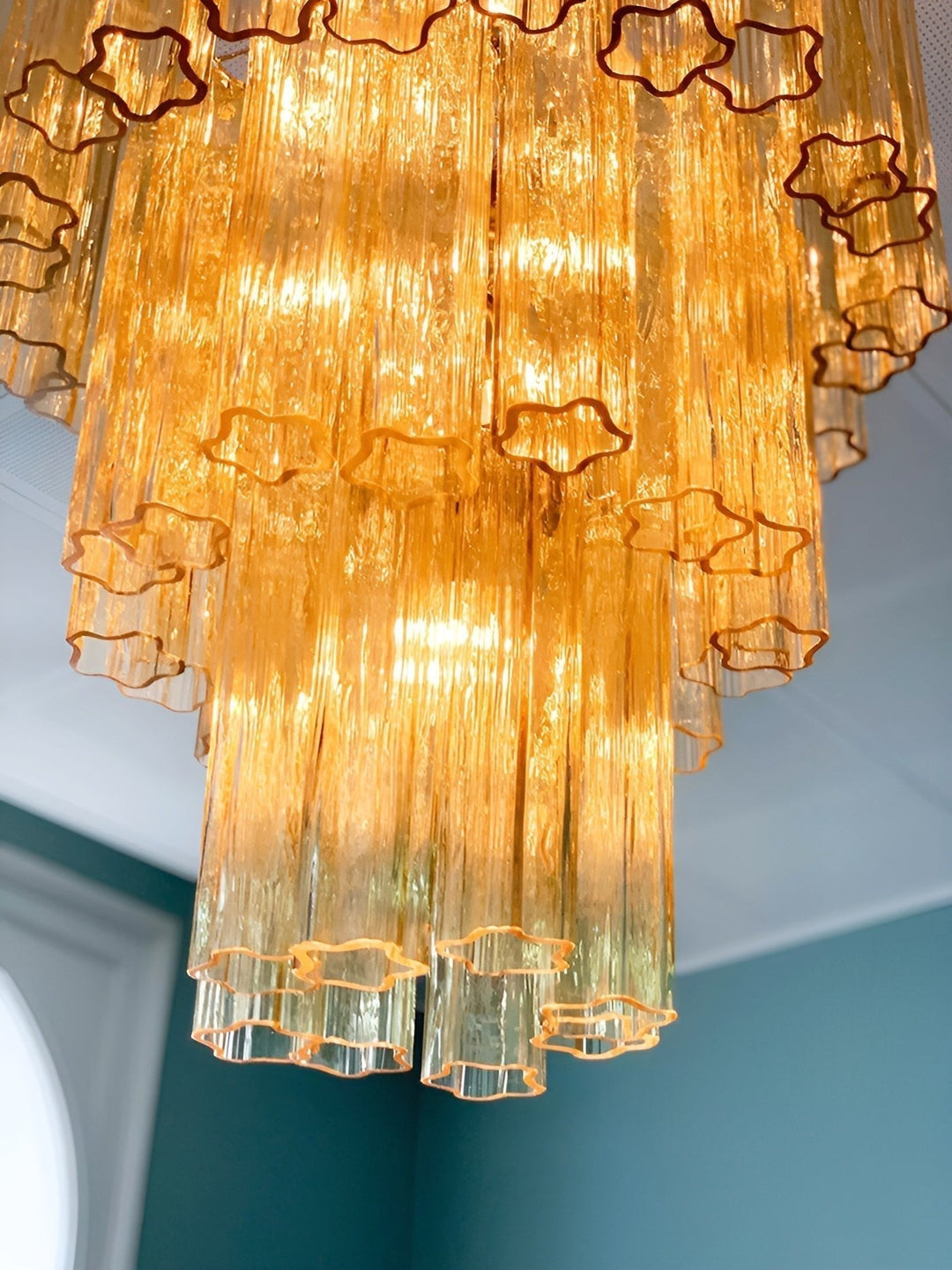 Aurora Lustre Jaune Verre Tube Étagé Chaud - Neutralighting