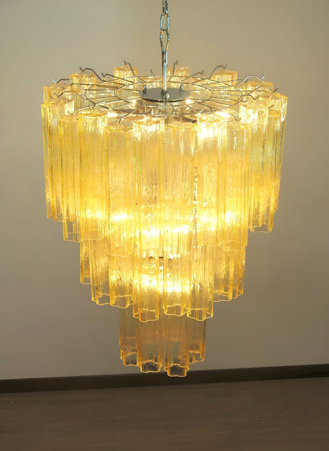 Aurora Lustre Jaune Verre Tube Étagé Chaud - Neutralighting