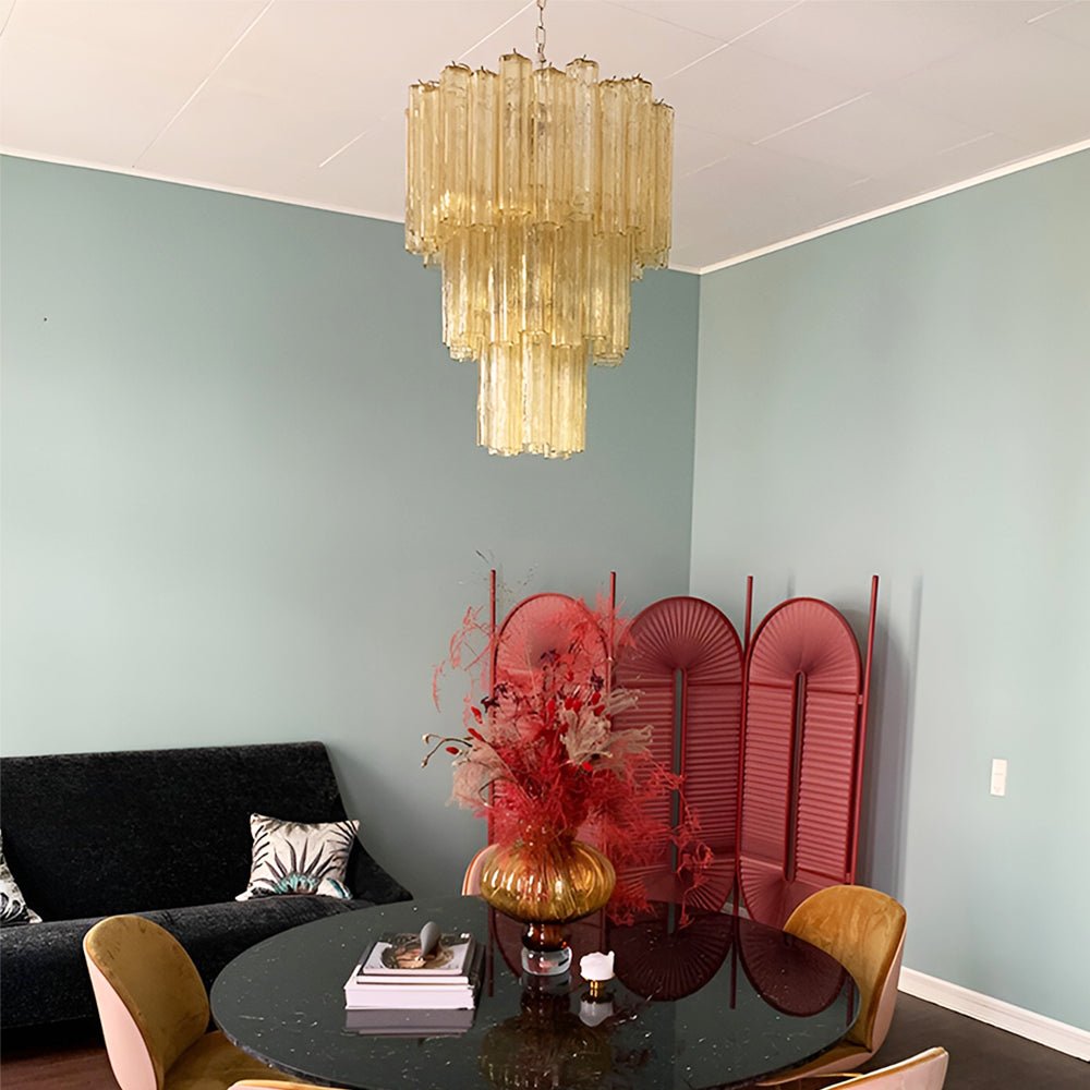 Aurora Lustre Jaune Verre Tube Étagé Chaud - Neutralighting