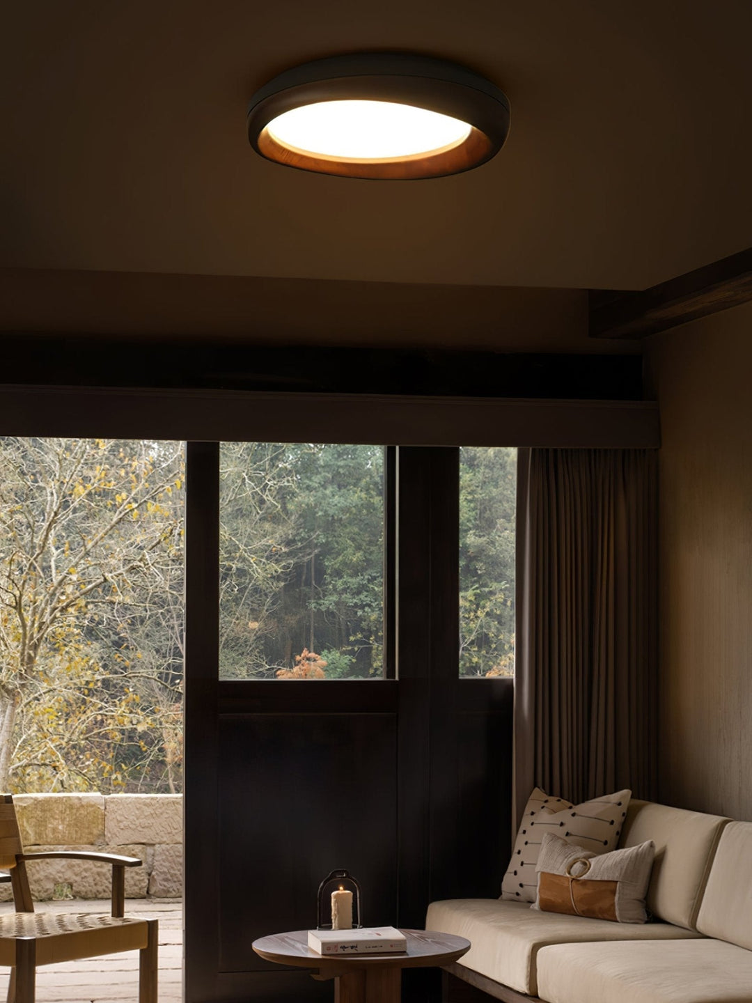 Eurtheara Plafonnier Bois Verre Organique - Neutralighting