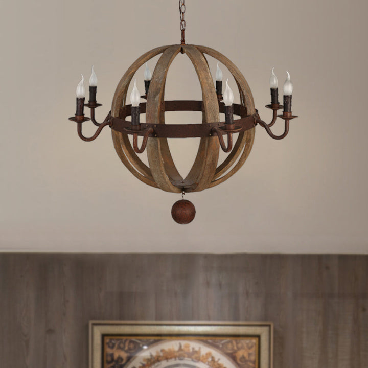 Silva Rustique Suspension Bois Métal Couloir Restaurant - Neutralighting