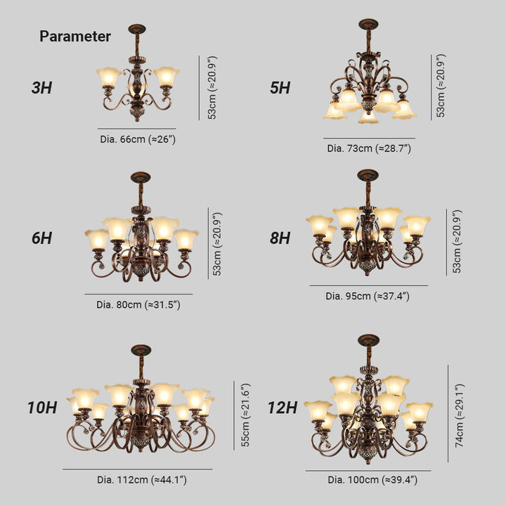 Arisha Rétro Fleur Suspension Métal Verre Salon Chambre à Coucher - Neutralighting