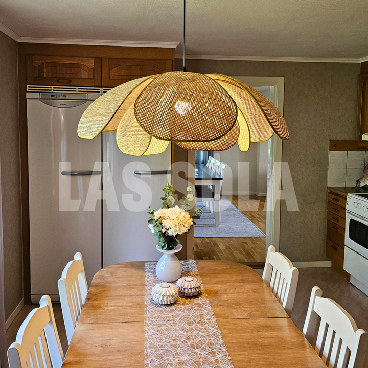 Ritta Suspension Vintage, Métal/Rotin, Bois, Salle à Manger - Neutralighting