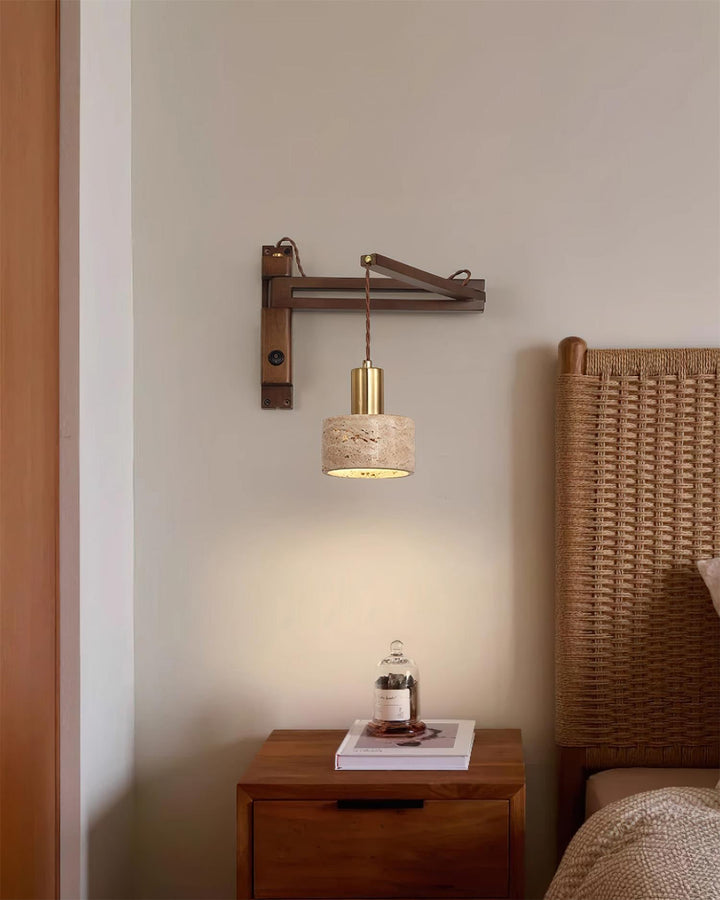 Applique Murale avec Abat-jour Cylindre en Travertin pour Ambiance Minimaliste - Neutralighting