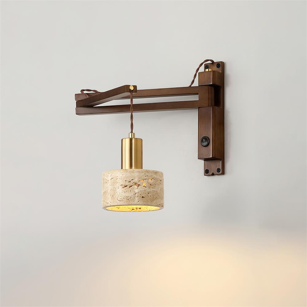 Applique Murale avec Abat-jour Cylindre en Travertin pour Ambiance Minimaliste - Neutralighting