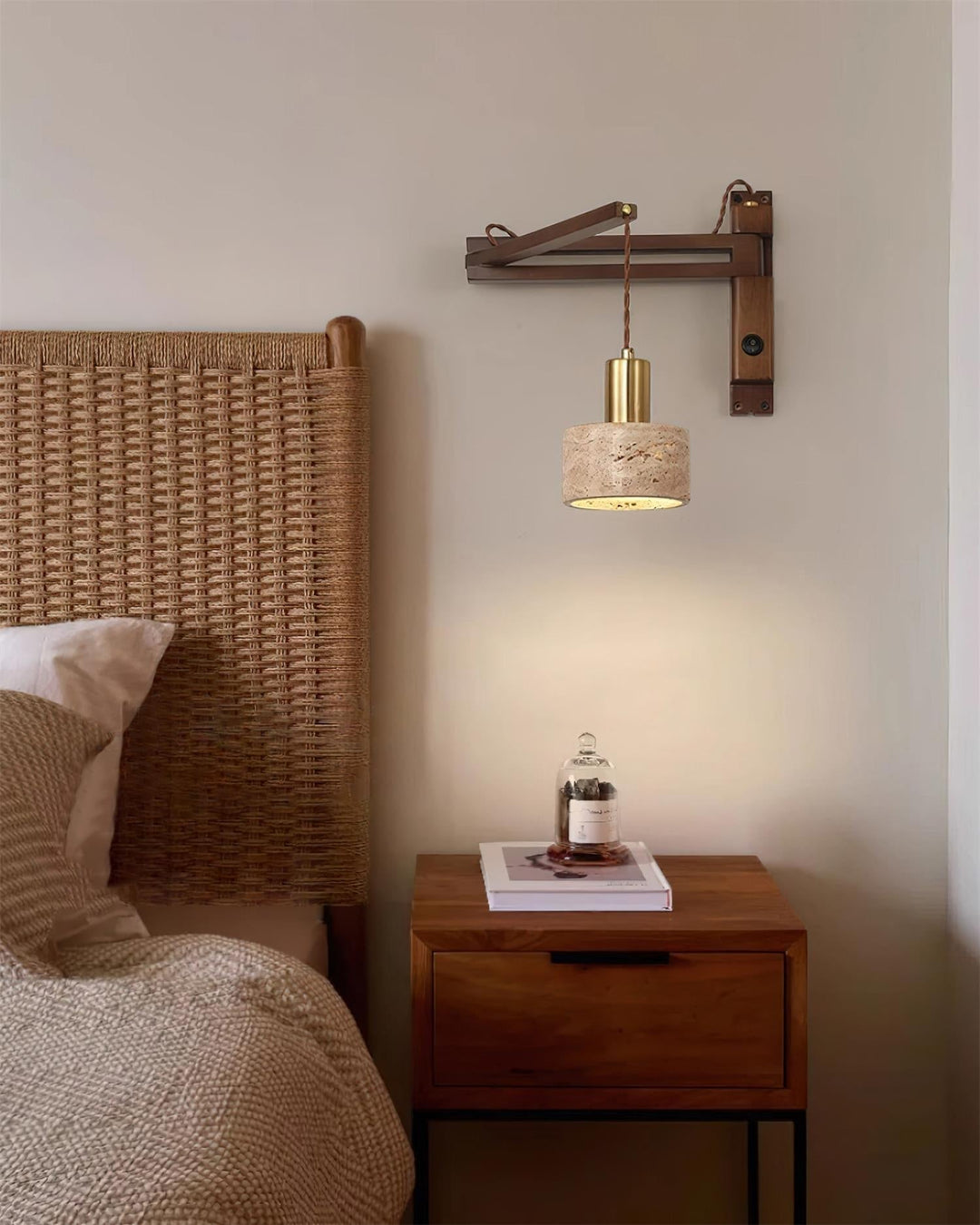 Applique Murale avec Abat-jour Cylindre en Travertin pour Ambiance Minimaliste - Neutralighting