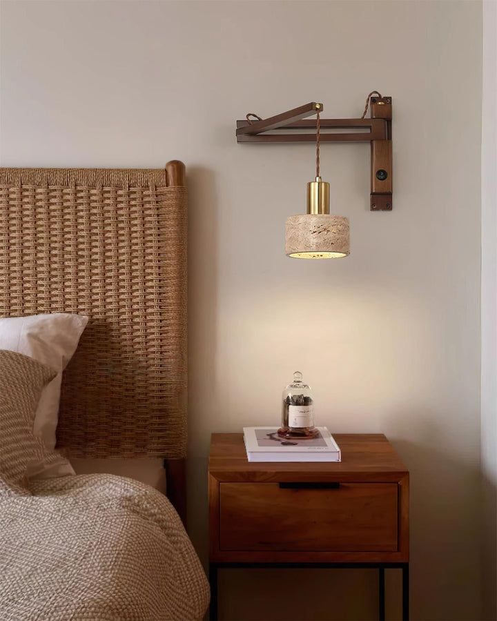 Applique Murale avec Abat-jour Cylindre en Travertin pour Ambiance Minimaliste - Neutralighting