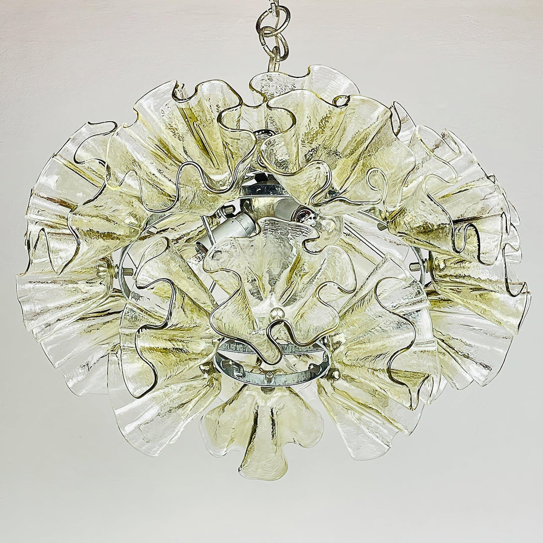 Zerelle Lampe Pendante Verre Froncé Fleur - Neutralighting