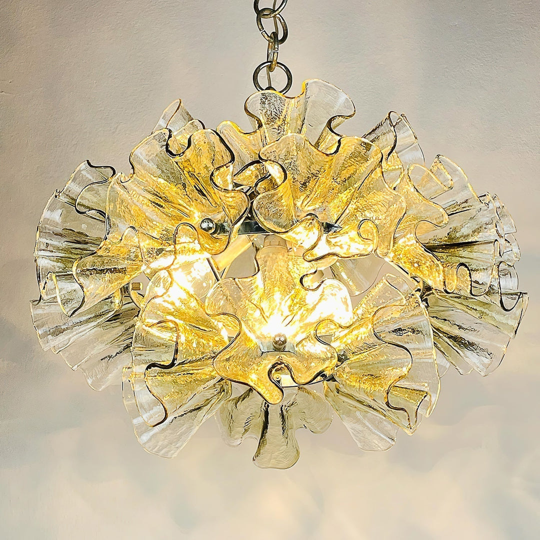Zerelle Lampe Pendante Verre Froncé Fleur - Neutralighting