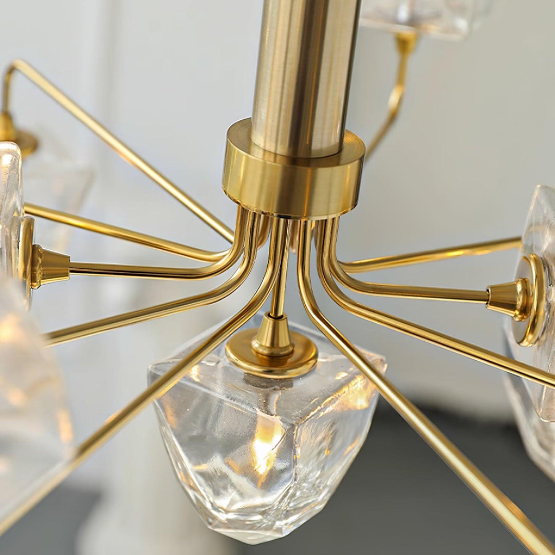 Zevin Lustre Abat-jours en Verre Facetté Bras en Laiton Artisanal - Neutralighting
