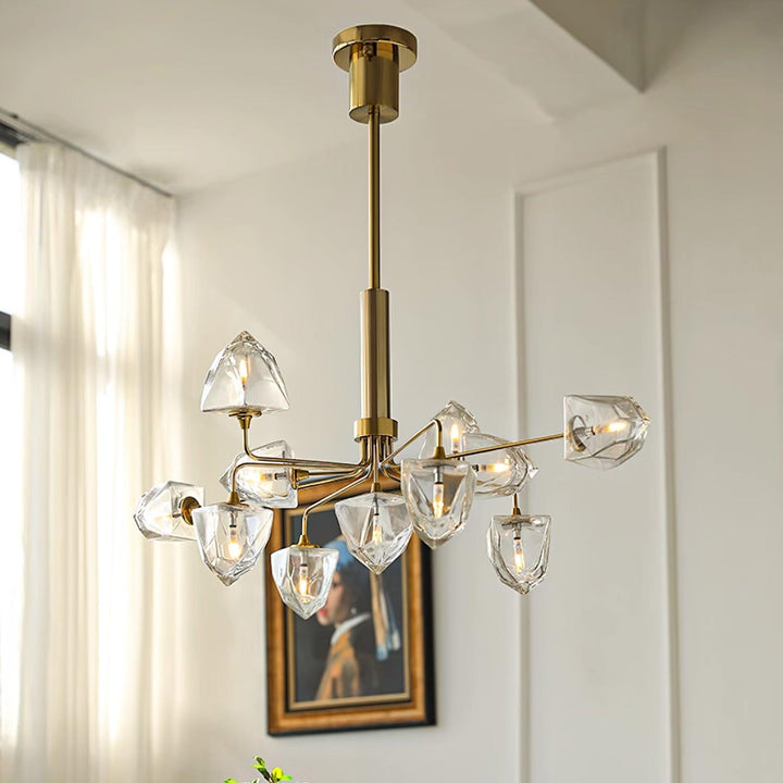 Zevin Lustre Abat-jours en Verre Facetté Bras en Laiton Artisanal - Neutralighting