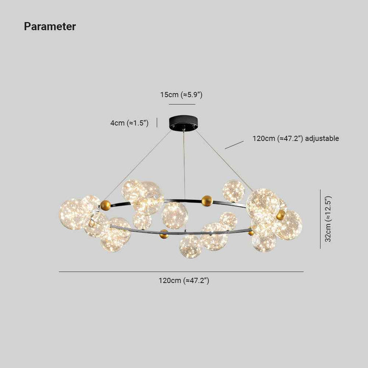 Valentina Suspension Boule Moderne, Métal/Verre, Doré/Noir, Salon - Neutralighting