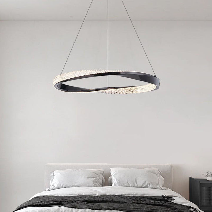 Kristy Luminaires Suspensions Anneau Moderne Métal Acrylique Noir/Cuivre Salon/Chambre à Coucher - Neutralighting