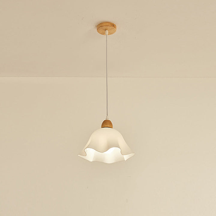 Muto Suspension Minimaliste en Forme de Fleure, Acrylique/Bois, Blanc, Salon/Salle à Manger - Neutralighting