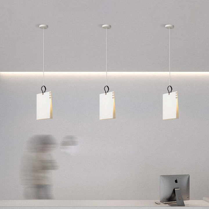Arisha Suspension Carré Contemporaine, Métal/Tissu, Blanc/Gris, Chambre à Coucher/Librairie - Neutralighting