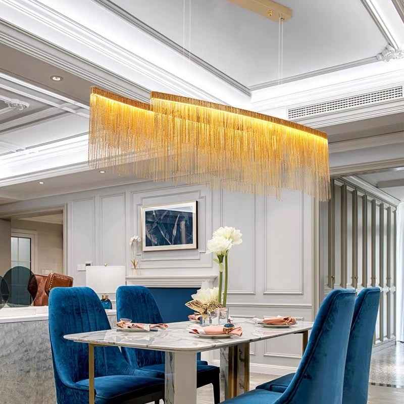 Arisha Suspension Linéaire Luxueux, Acrylique/Metal, Doré/Chrome, Chambre - Neutralighting