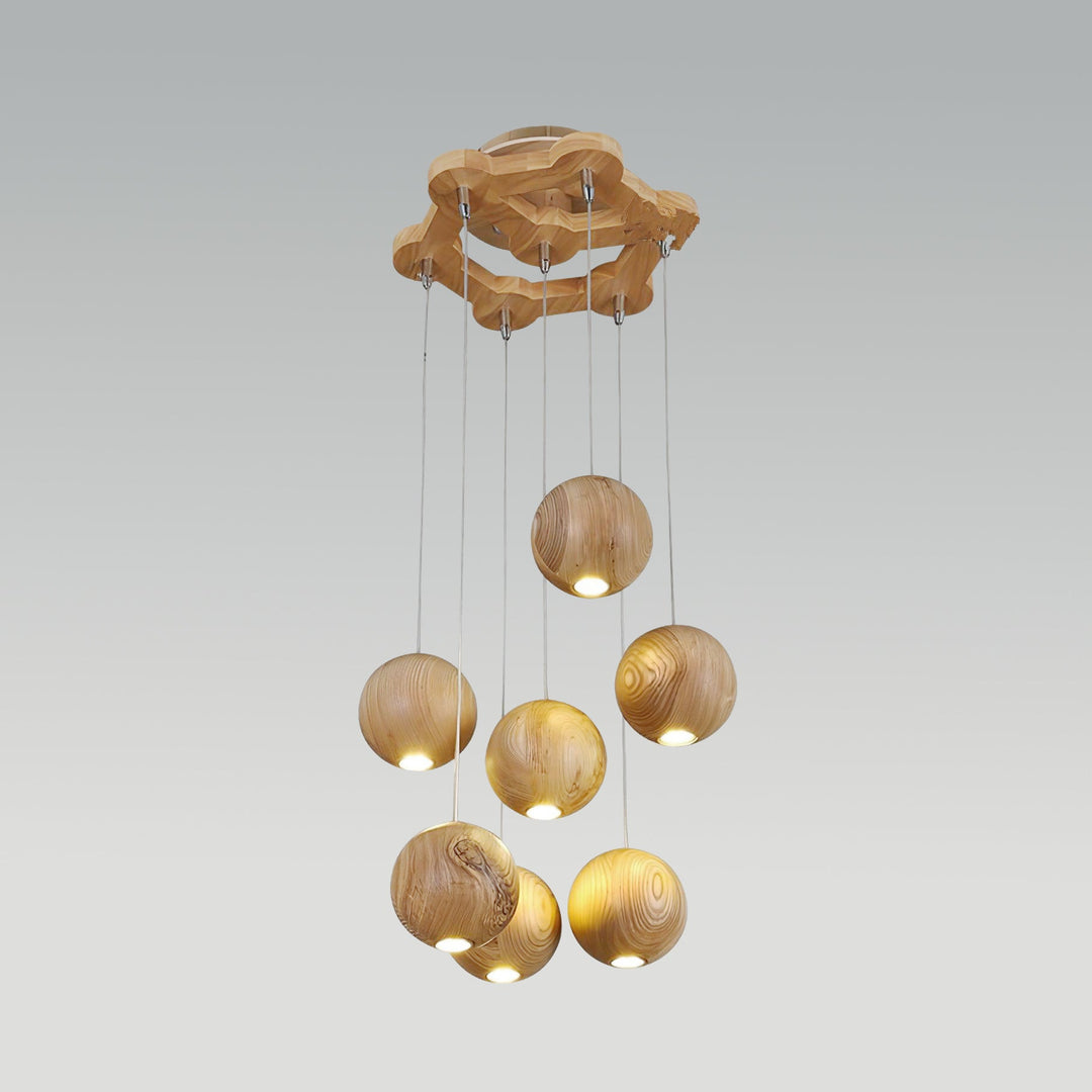 Ulvararis Suspension en bois Nordic Orb Sphere Cluster