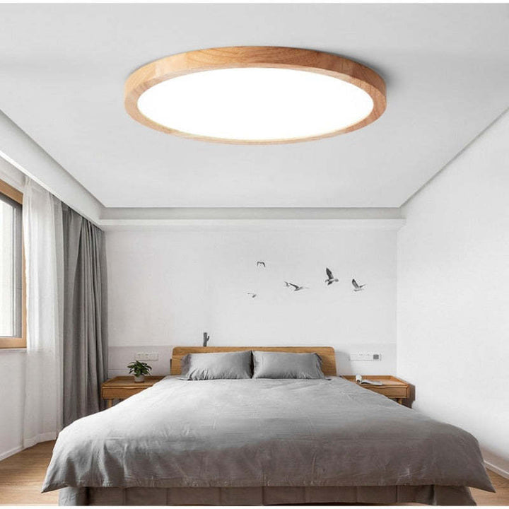 Aven Plafonnier Rond Moderne. Bois Salon - Neutralighting