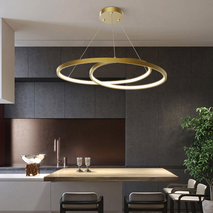 Arisha Suspension Cercle Courbé, Cuivre pur, Noir/Or, Salle à Manger/Chambre à Coucher - Neutralighting