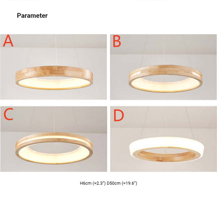 Muto Suspension Anneau Simple, Bois/Acrylique, Bois, Salon - Neutralighting