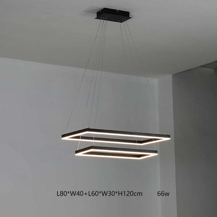 Arisha Suspension Rectangulaire Nordique, Métal/Acrylique, Noir, Chambre à Coucher/Salon - Neutralighting