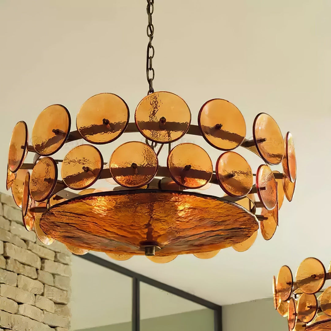Aurora Chandelier Disque Verre Murano Vintage - Neutralighting