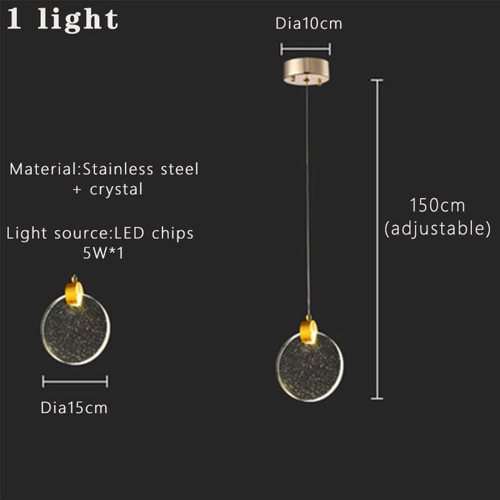 Kristy Suspension Ronde Nordique, Métal/Cristal, Doré, Escalier/Salon - Neutralighting