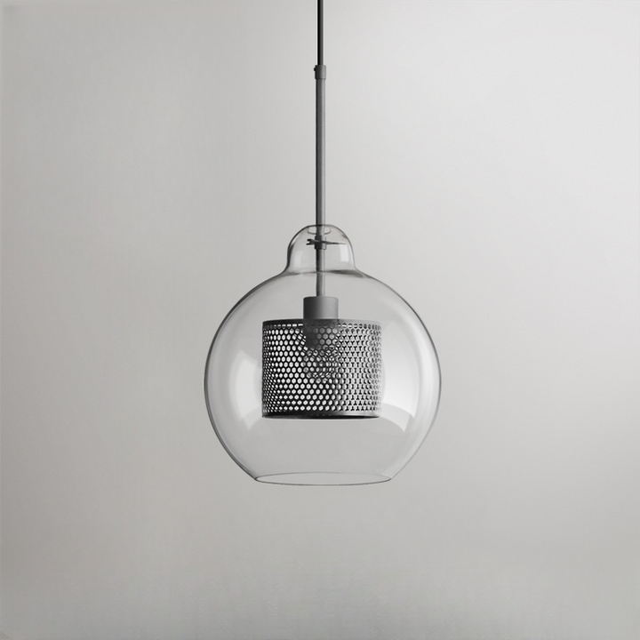 Hessa Suspension Globe/Cylindre Moderne. Métal/Verre. Doré/Argent. Salon - Neutralighting