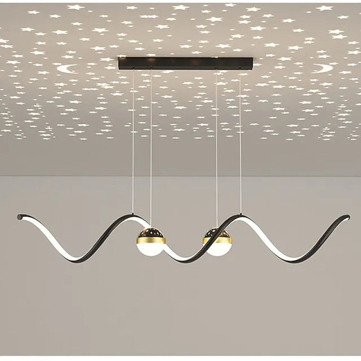 Arisha Suspension Linéaire Nordique, Métal/Acrylique, Noir/Blanc/Doré, Salon - Neutralighting