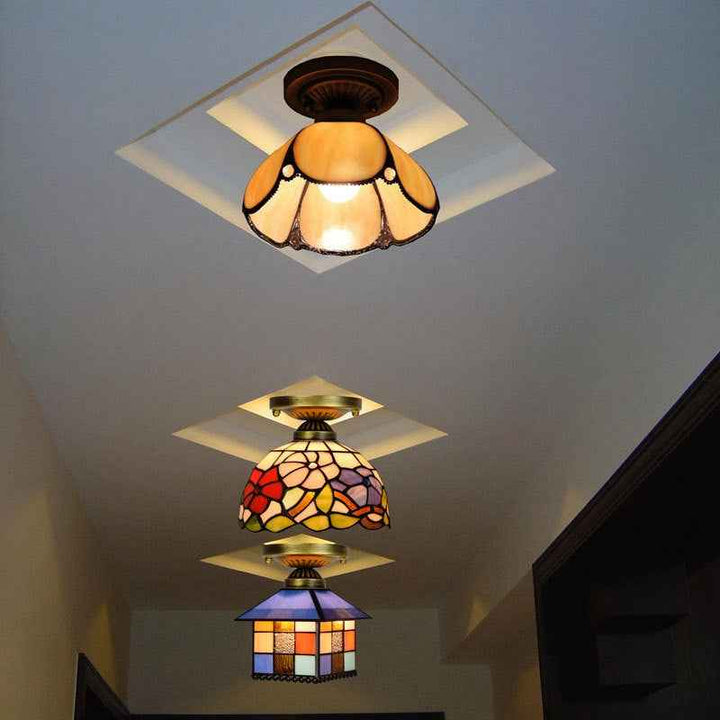 Plafonnier Tiffany Verre LED