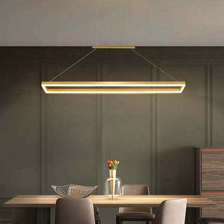 Ray Suspension Rectangulaire Contemporaine, Metal, Café/Or, Chambre - Neutralighting