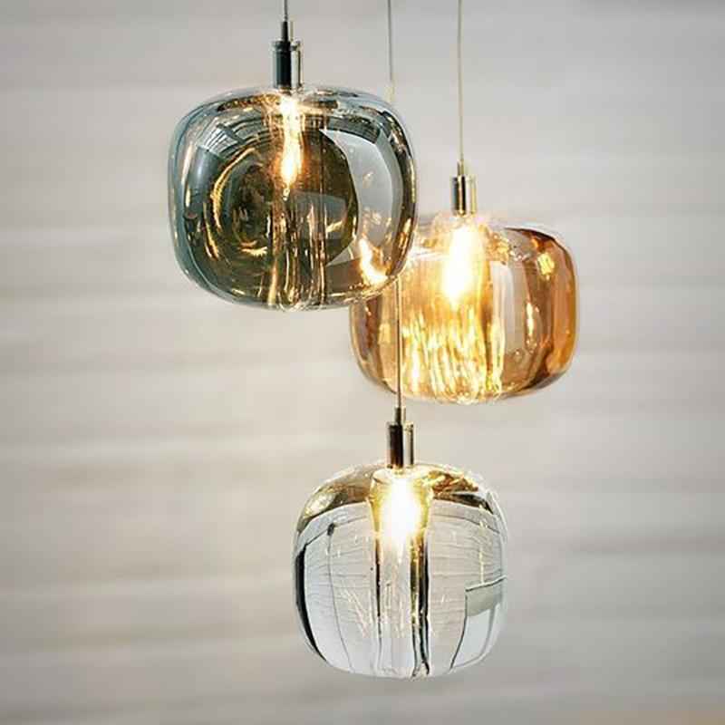 Thira Suspension Ronde Moderne. Métal/Verre. Ambre/Claire/Gris Fumé. Salon - Neutralighting