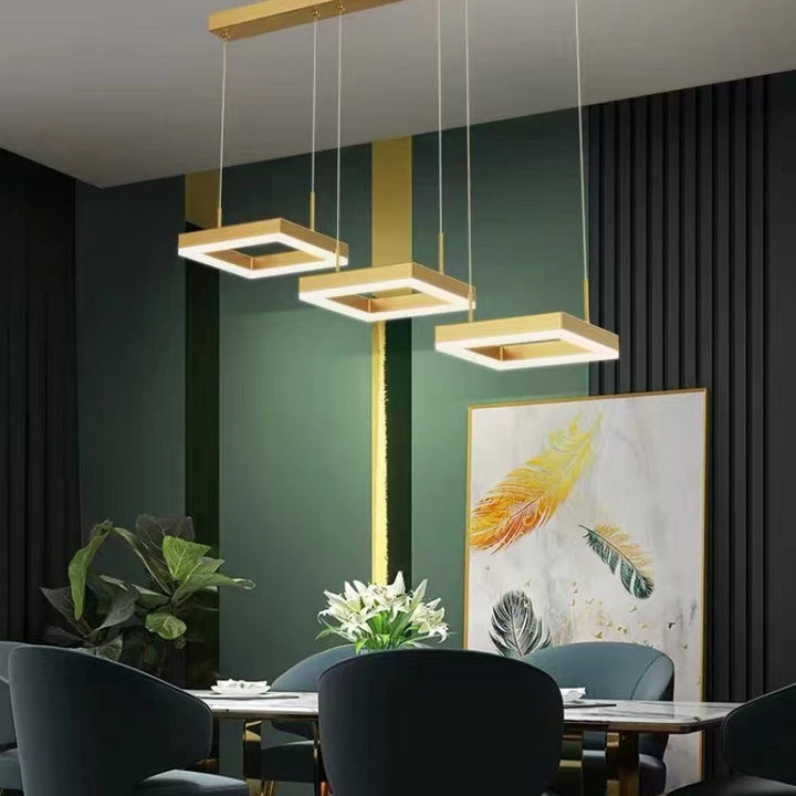Arisha Suspension Rectangulaire Moderne, Metal/Acrylique, Or, Bureau - Neutralighting