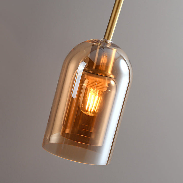 Arisha Plafonnier Cylindre Moderne, Cuivre/Verre, Cognac/Gris Fumé, Salon - Neutralighting