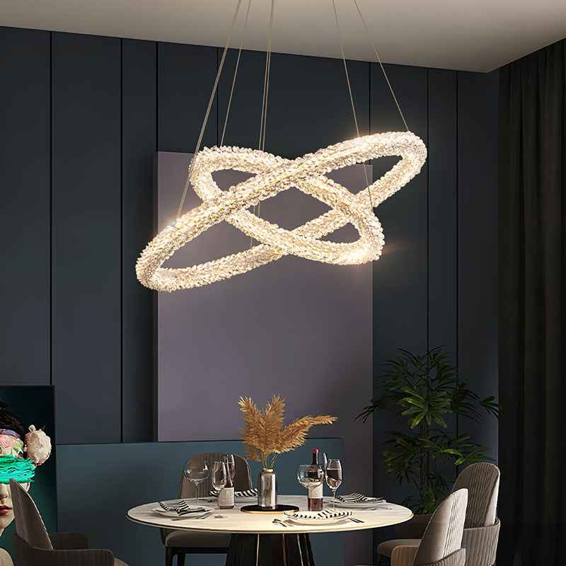 Kristy Suspension Anneau Minimaliste, Metal/Cristal, Blanc, Chambre - Neutralighting