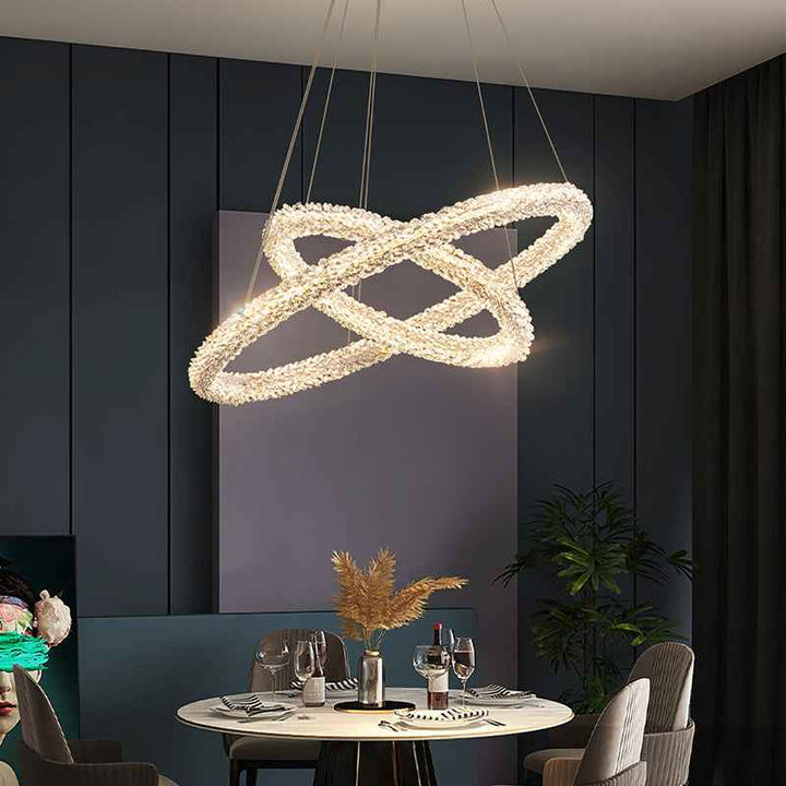 Kristy Suspension Anneau Minimaliste, Metal/Cristal, Blanc, Chambre - Neutralighting