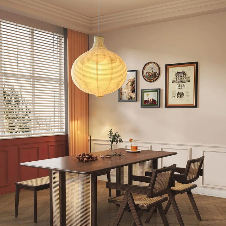 Ritta Japonais Conception Globe Bois Papier LED Suspension Salon - Neutralighting