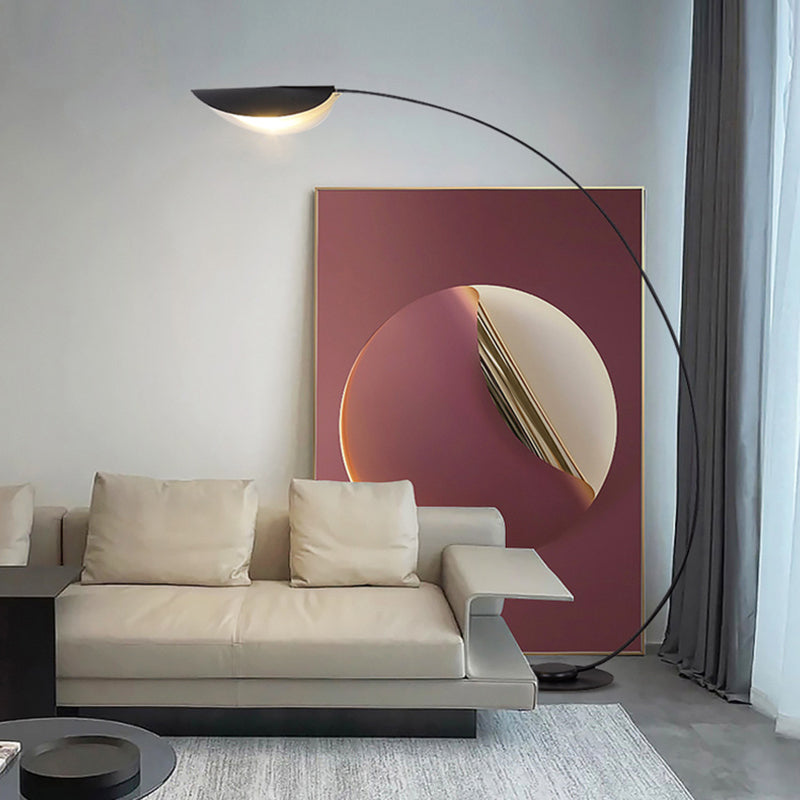 Ray Lampadaire Arche Moderne, Métal, Noir, Salon/Salle d&