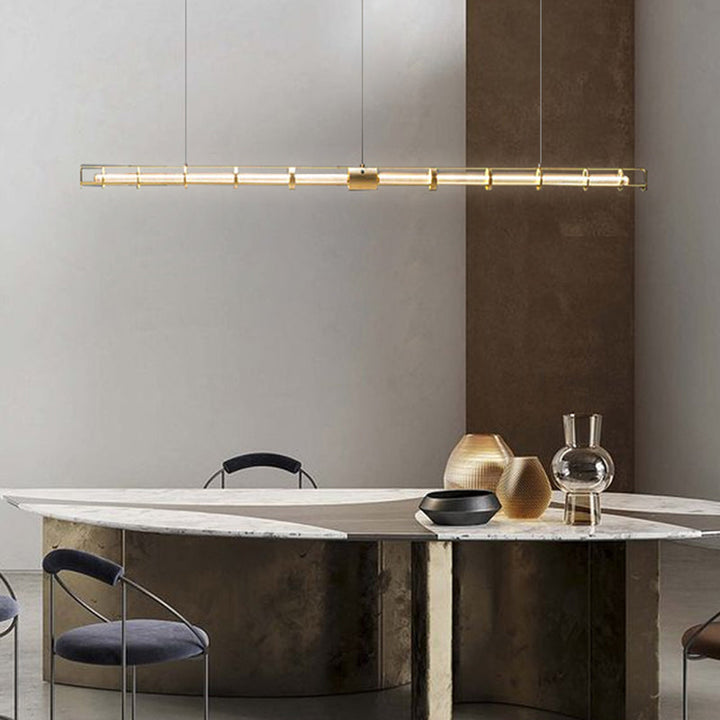 Ray Suspension Linéaire Moderne, Métal/Verre, Doré, Salon - Neutralighting